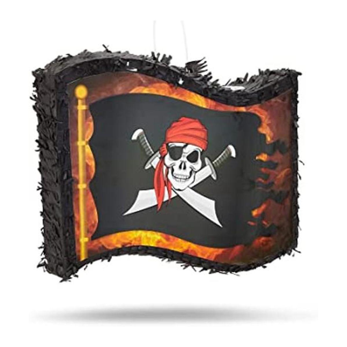 Piñata pequeña con bandera pirata para fiesta de
