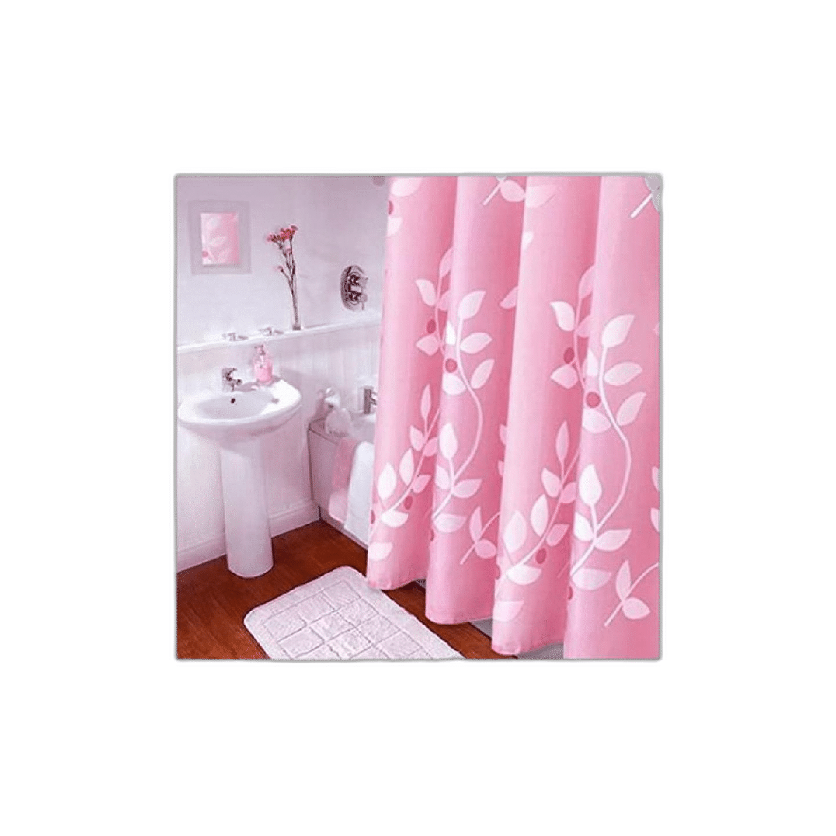 BAIHT HOME Pink Leaves Decor Cortina de ducha de tela