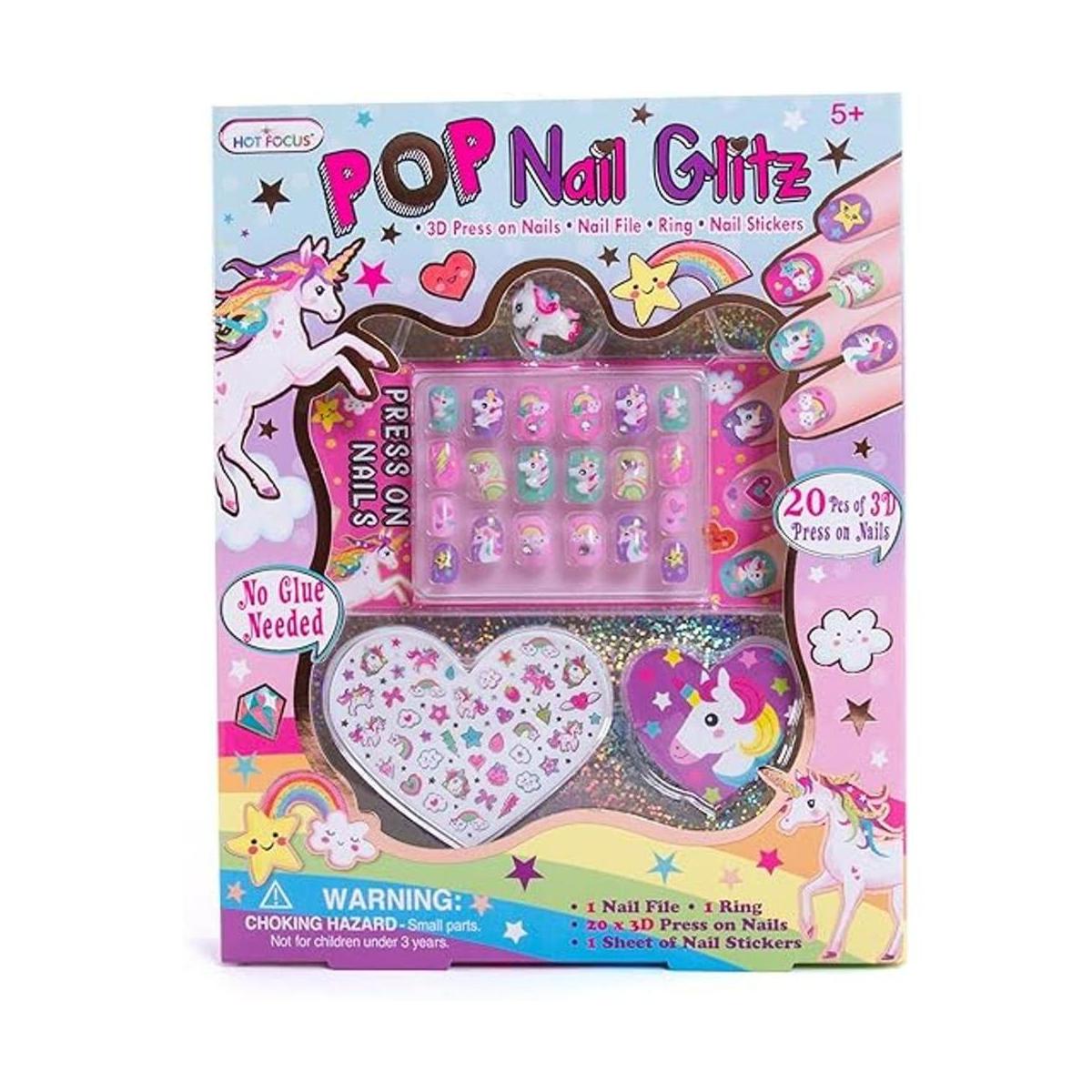 Hot Focus Pop Nail Glitz Kit de arte de uñas de unicornio