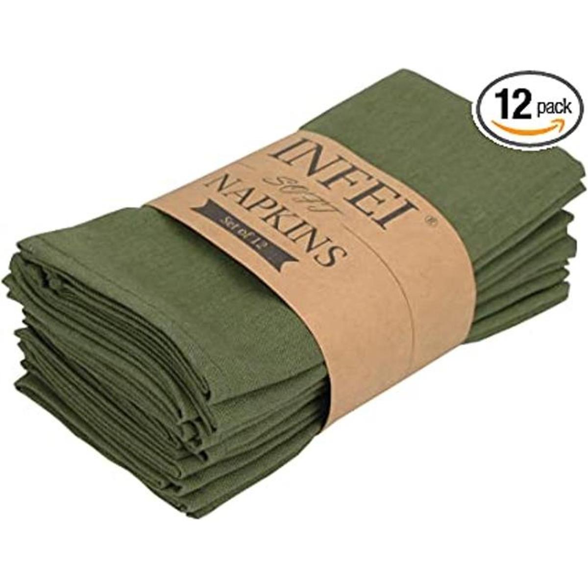 INFEI Servilletas finas de mezcla de lino de algodón de