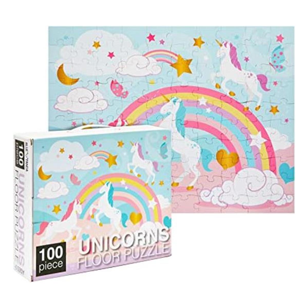 Rompecabezas de suelo de unicornio arcoíris de 100 piezas