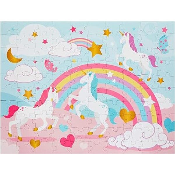 Rompecabezas de suelo de unicornio arcoíris de 100 piezas_3