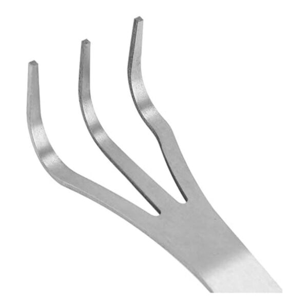 Rastrillo de raíz de acero inoxidable de 3 puntas para