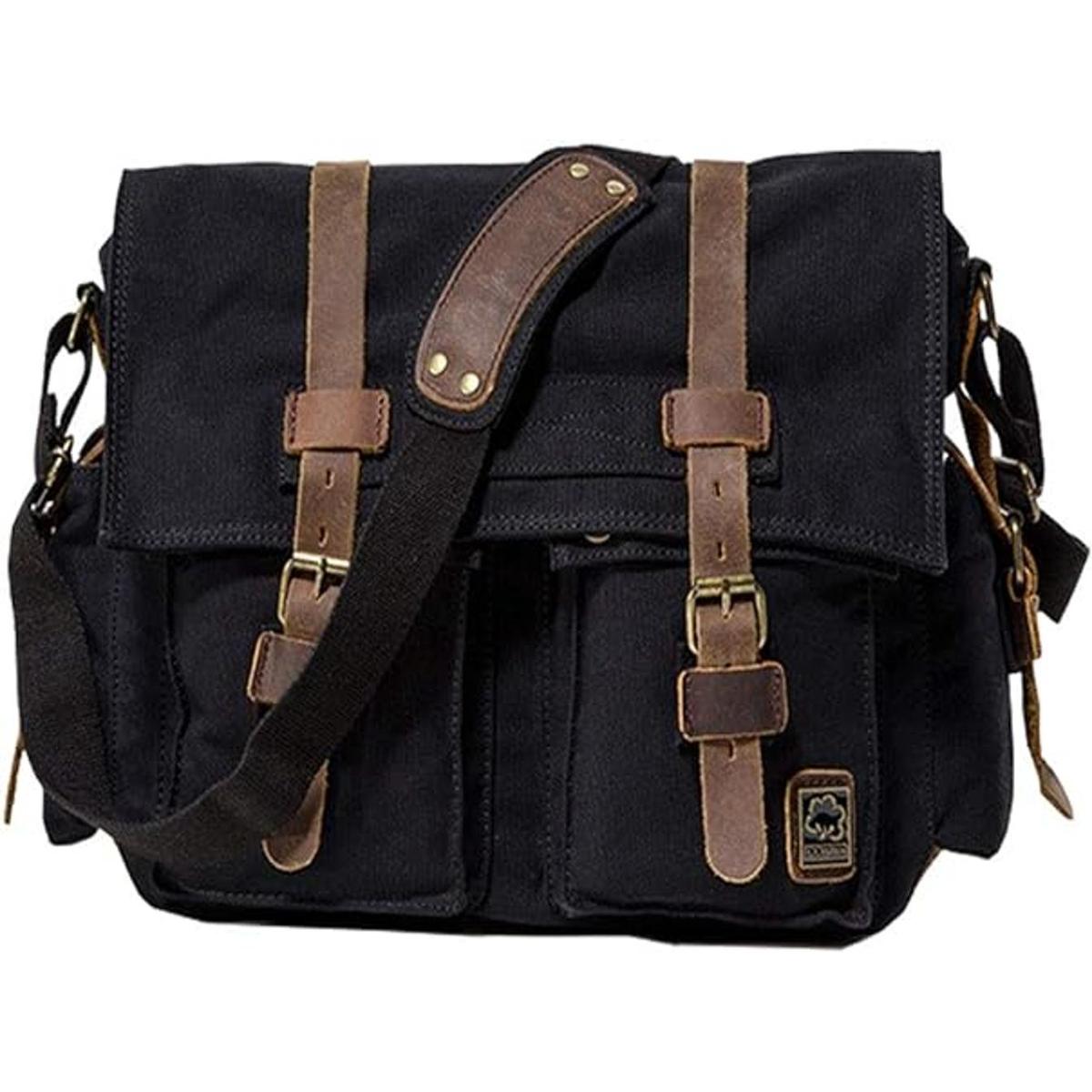 Jonon Bolsa de mensajero de lona vintage para hombre