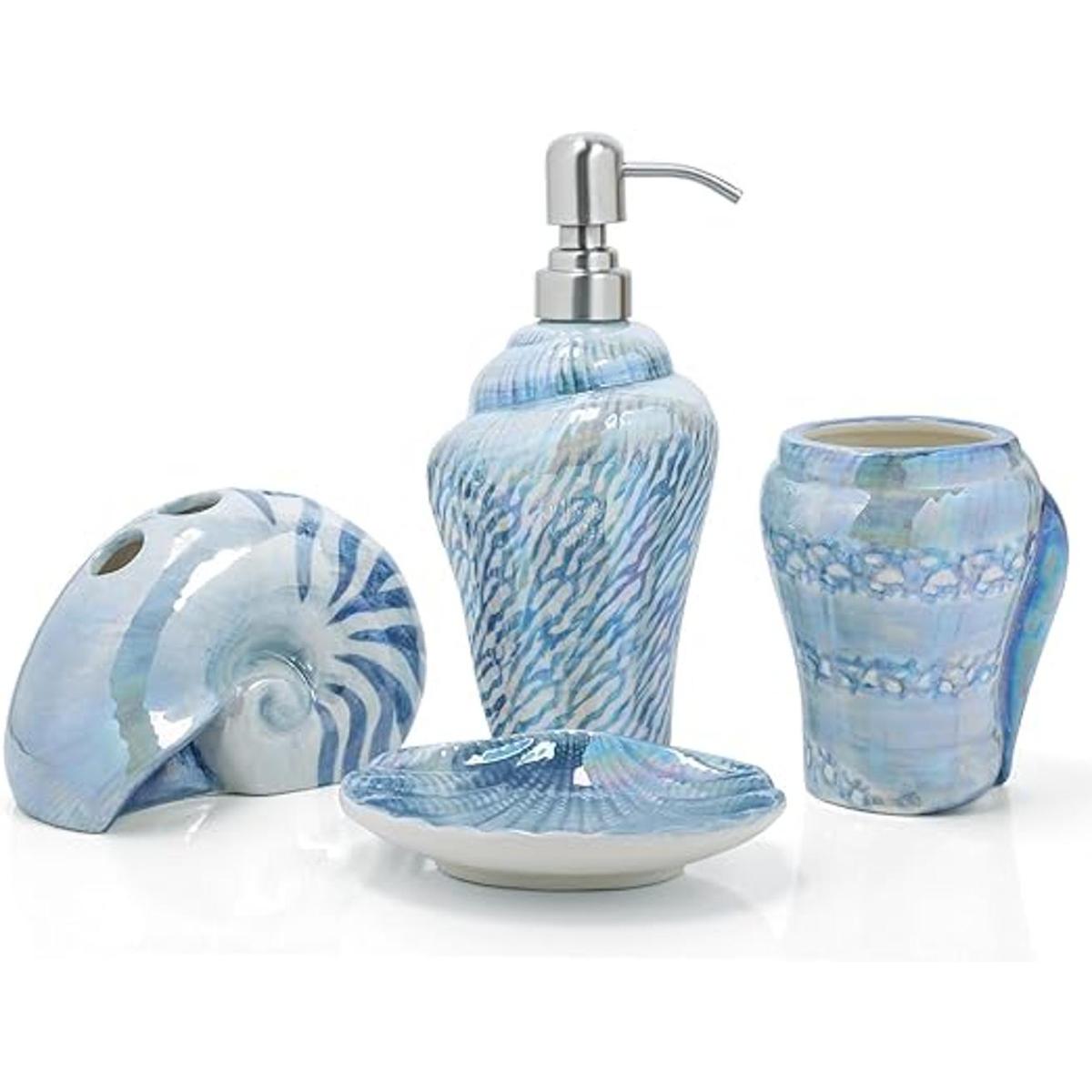 FORLONG Ocean Conch Juego de 4 accesorios de baño de