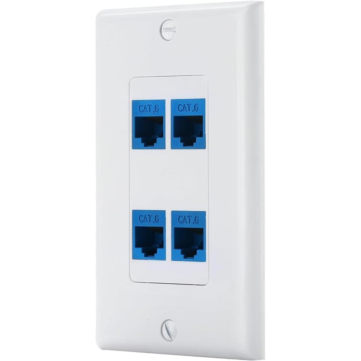 Placa de pared decorativa Cat6 de 4 puertos hembra a