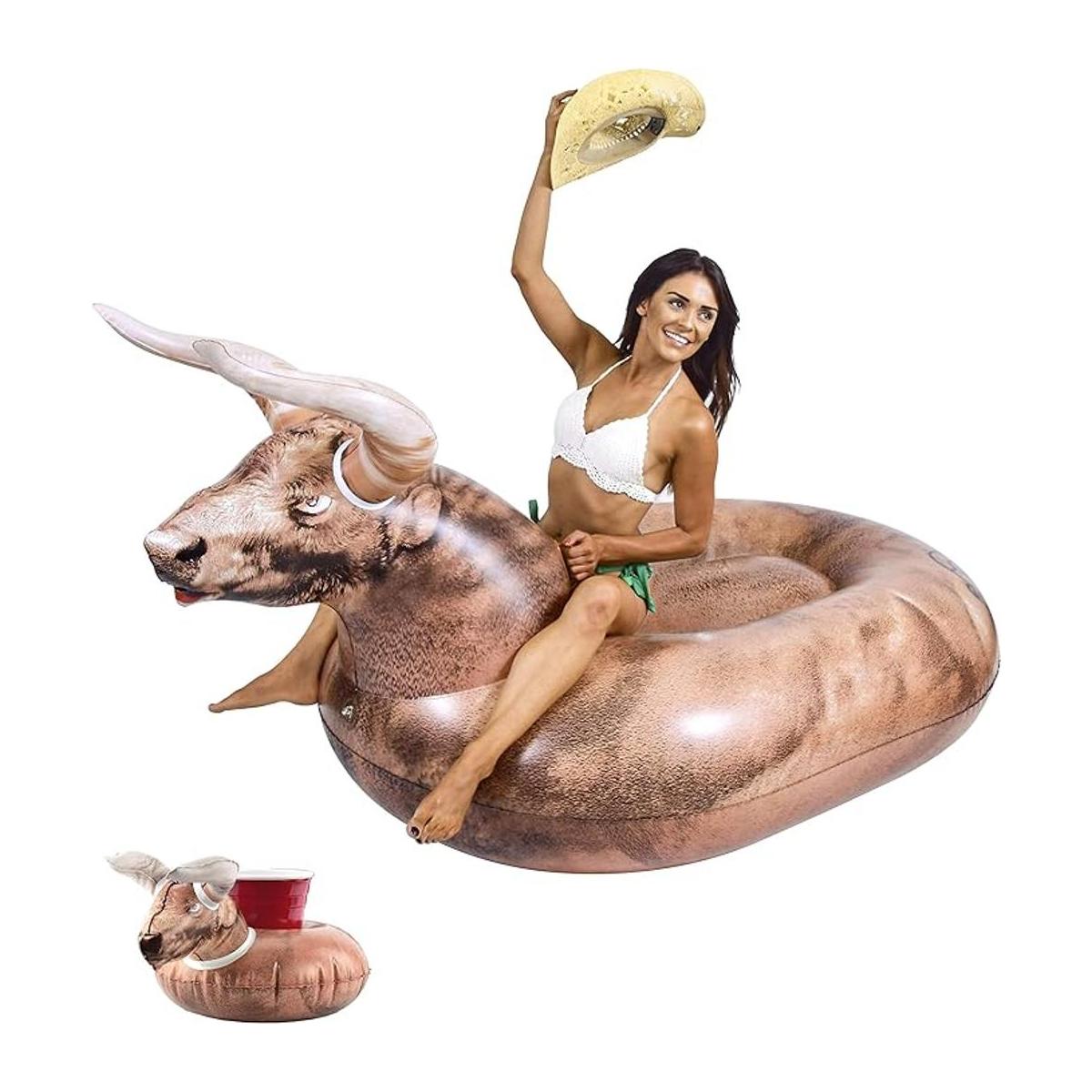 GoFloats Giant Inflatable Buckin Bull Grab Summer by The