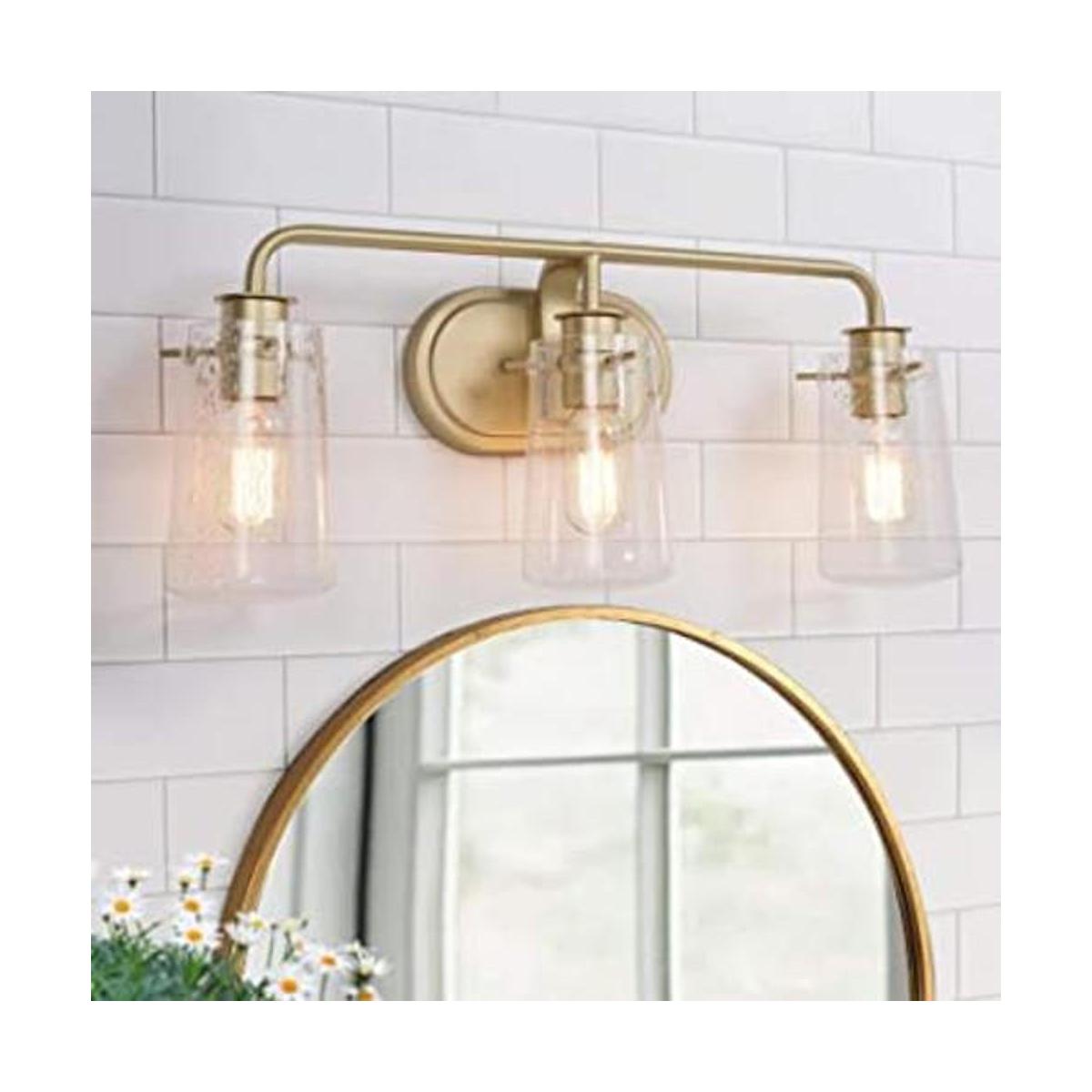 Durent Lighting Lámpara de tocador dorada 3 luces