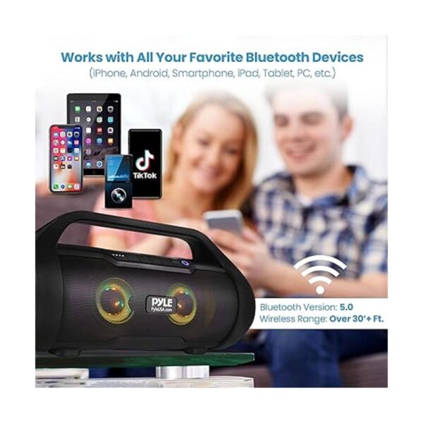 Pyle Altavoz inalámbrico portátil Bluetooth Boombox_2