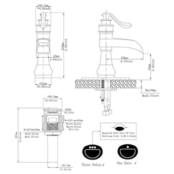 Bathfinesse Grifo de baño de níquel cepillado de una sola_2