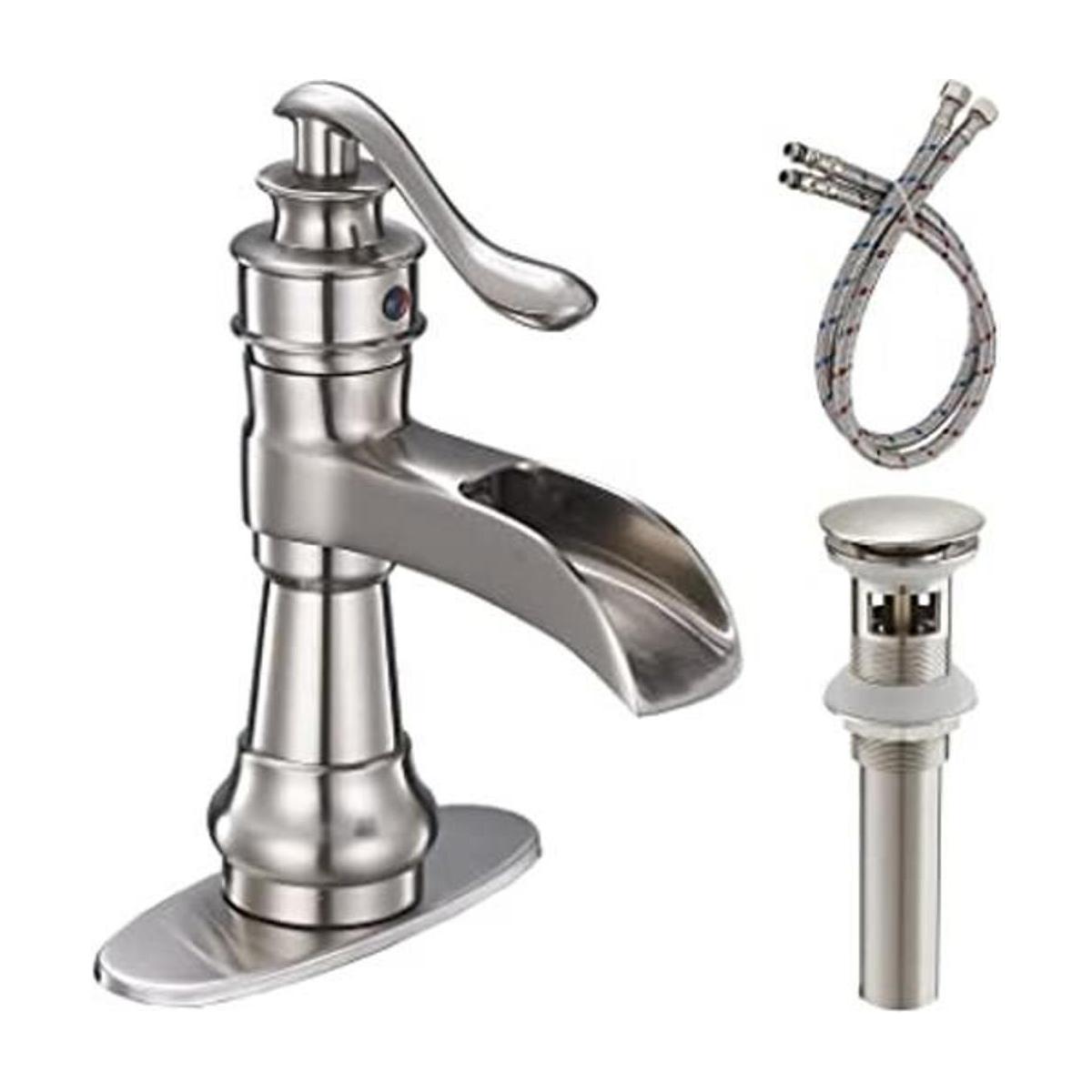 Bathfinesse Grifo de baño de níquel cepillado de una sola