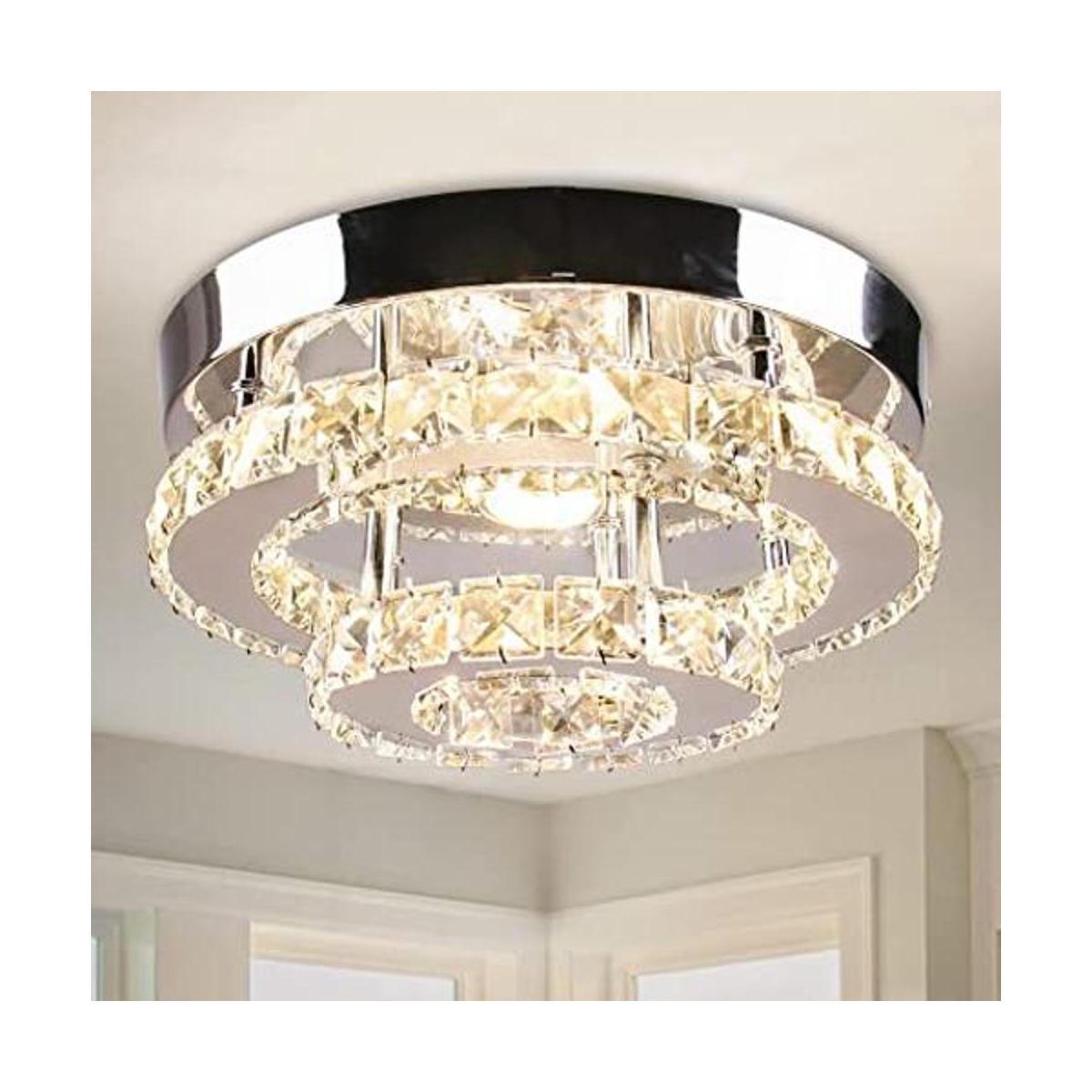 Cainjiazh Mini lámpara LED de techo de cristal de 2 capas