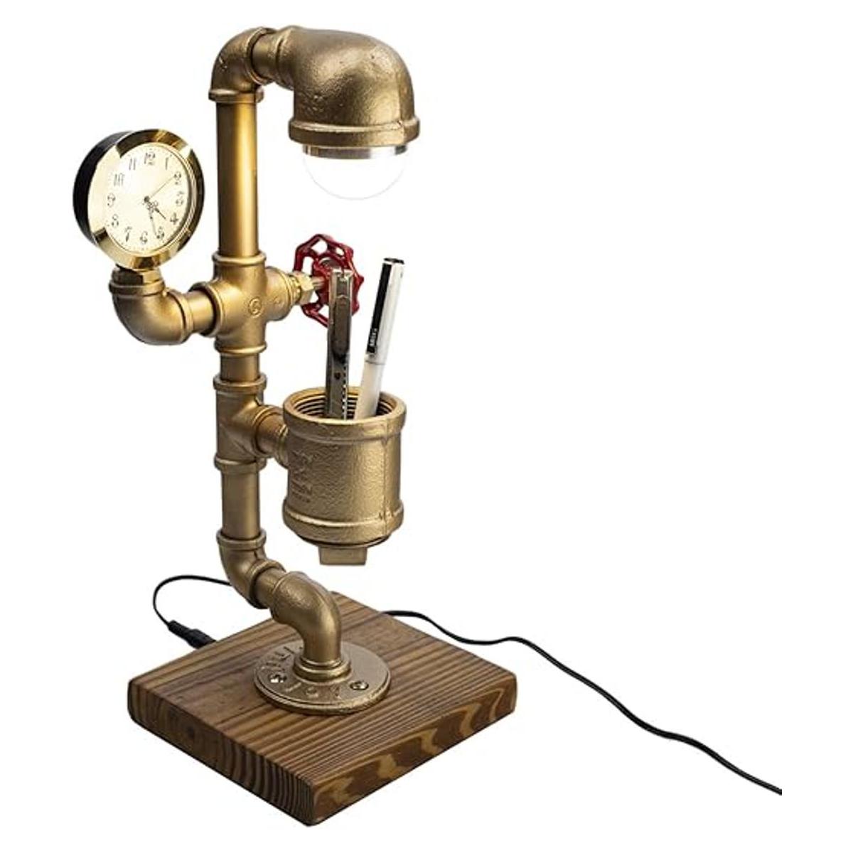 Steampunk Lámpara de escritorio con soporte para