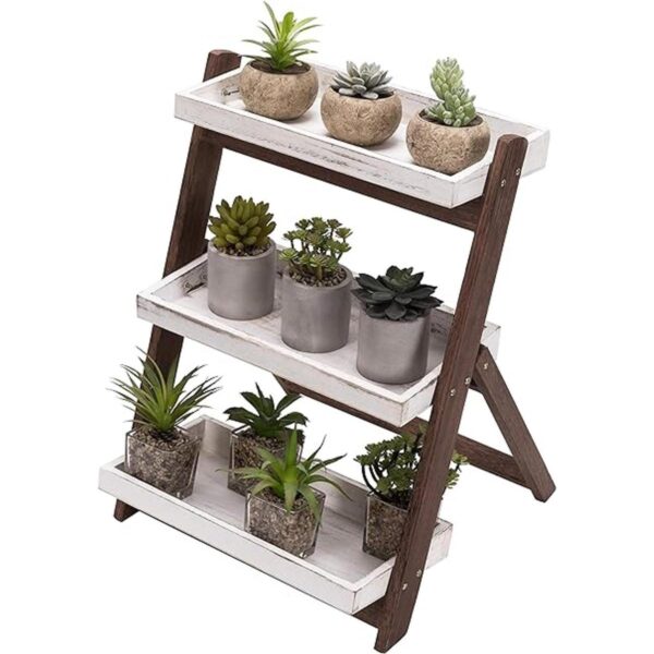 MyGift Soporte de estante de 3 niveles de madera marrón
