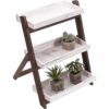 MyGift Soporte de estante de 3 niveles de madera marrón