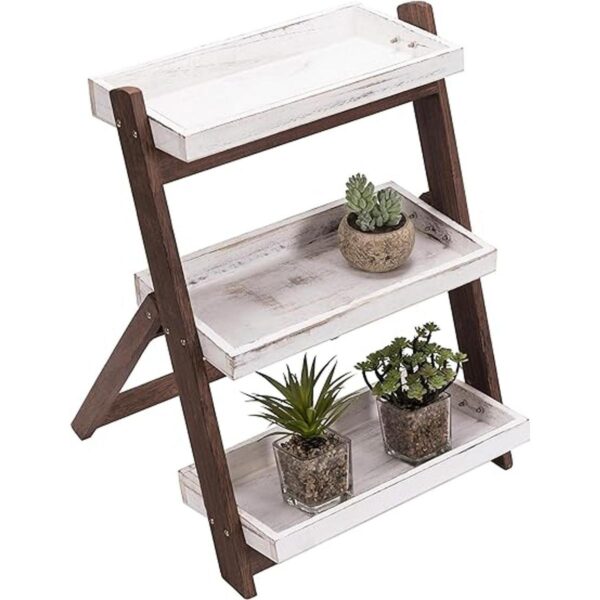 MyGift Soporte de estante de 3 niveles de madera marrón