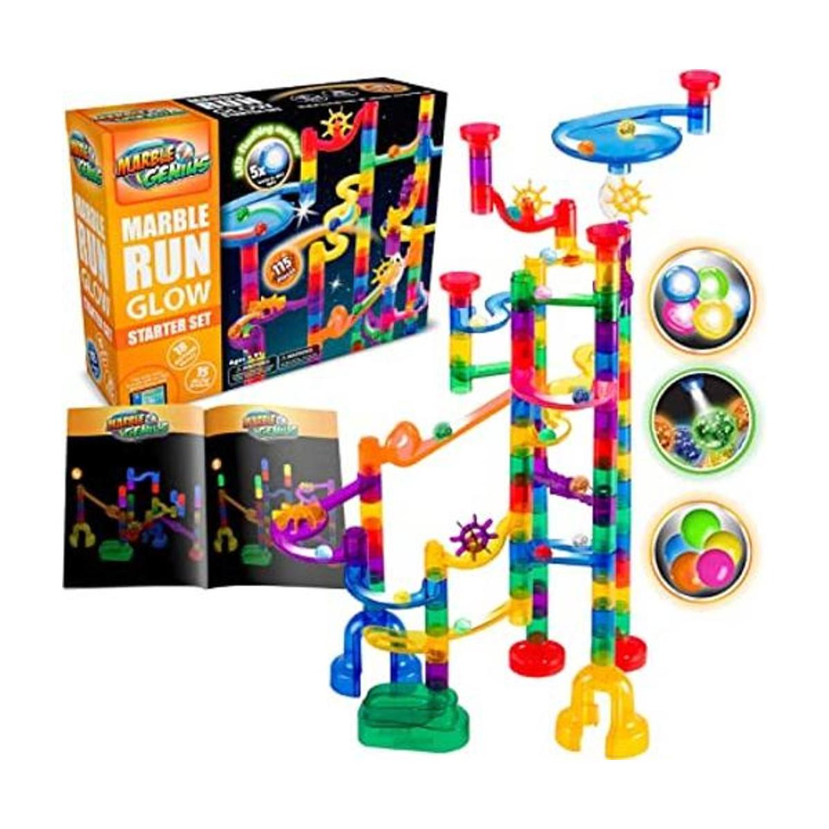 Marble Genius Glow Marble Run Juego de 115 piezas