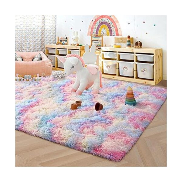 ISEAU Alfombra de arcoíris para dormitorio de niñas_2