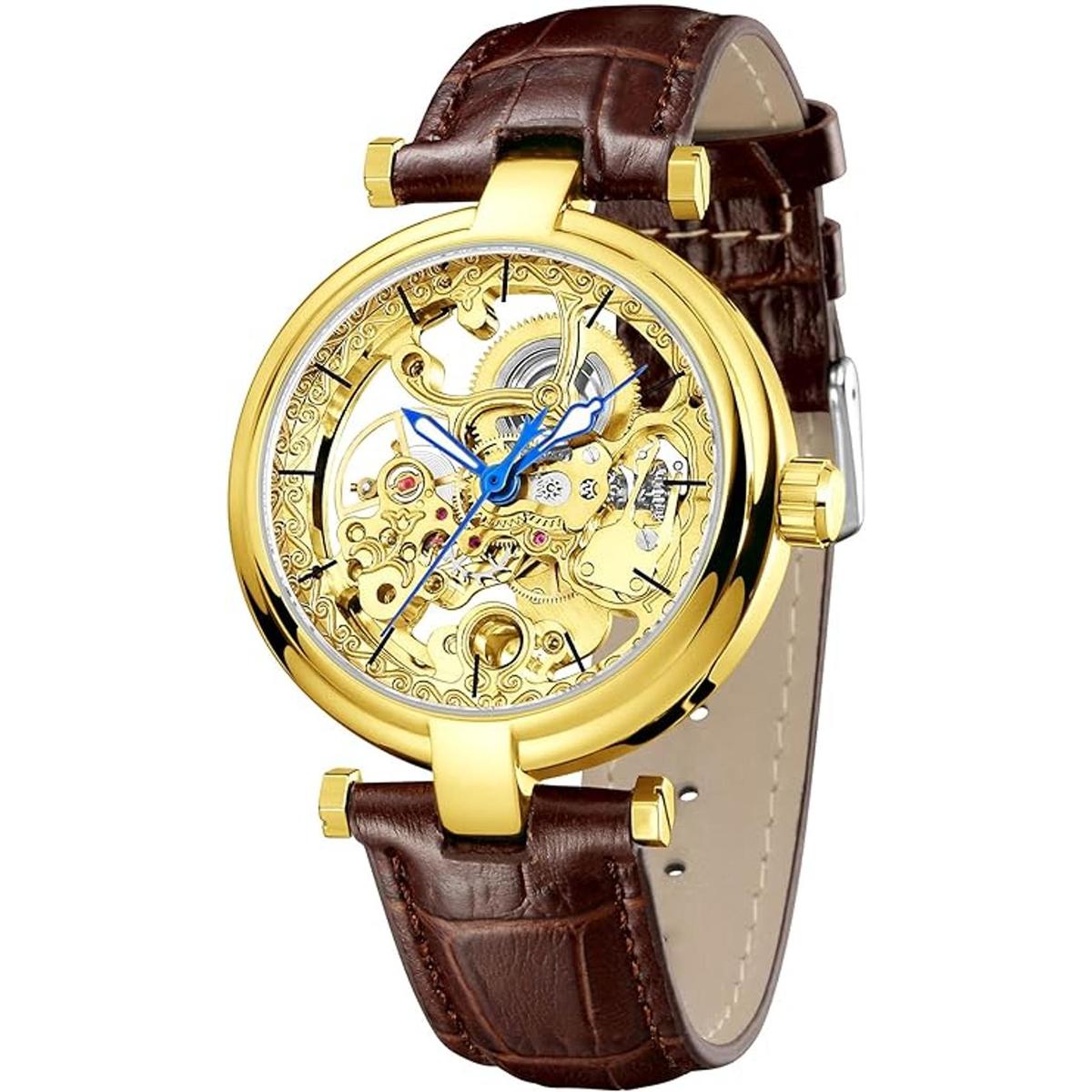 Reloj esqueleto de pulsera automático estilo steampunk