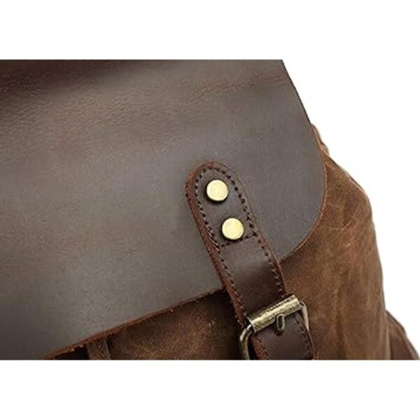 Mochila encerada de lona de cuero genuino bolsa de viaje