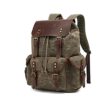 Mochila encerada de lona de cuero genuino bolsa de viaje