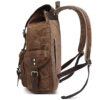 Mochila encerada de lona de cuero genuino bolsa de viaje