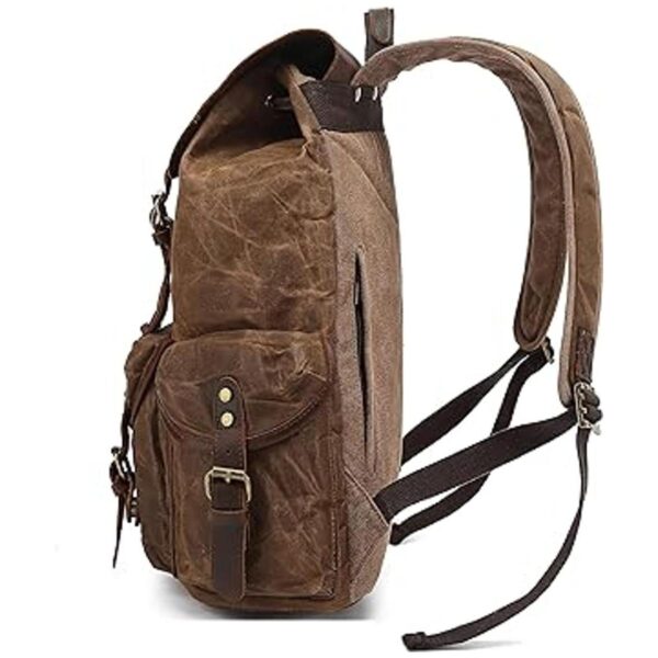 Mochila encerada de lona de cuero genuino bolsa de viaje