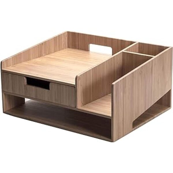 Soporte de teléfono de bambú con bandeja de papel de cajón_3