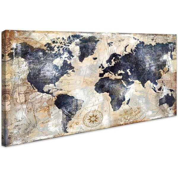 Arte de pared con mapa del mundo arte enmarcado para_1