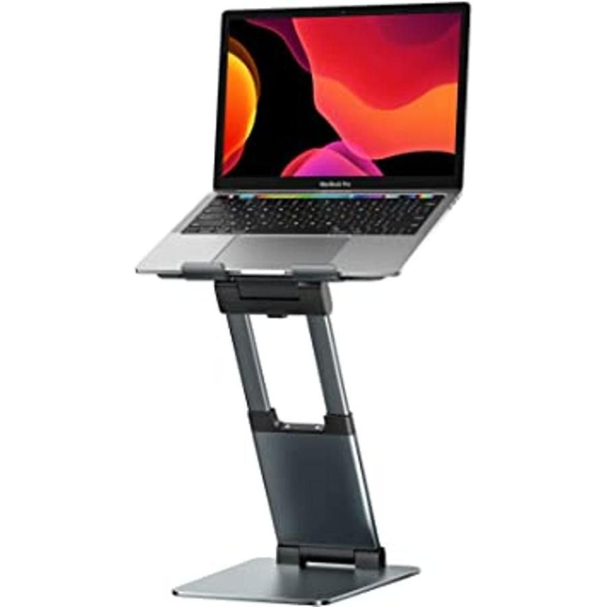 Soporte para laptop sentado a pie promueve una postura