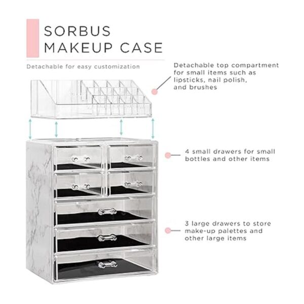 Sorbus Luxe Marble Estuche de almacenamiento de_2