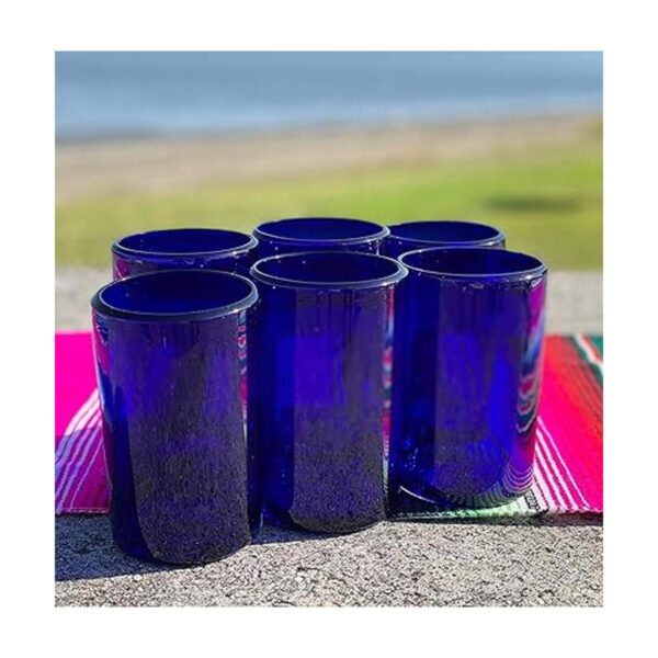 Vasos mexicanos soplados a mano juego de 6 vasos de agua_2