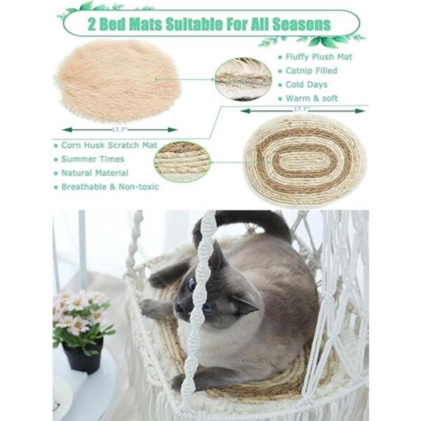 Cama hamaca colgante para gato 9 piezas de macramé para_3