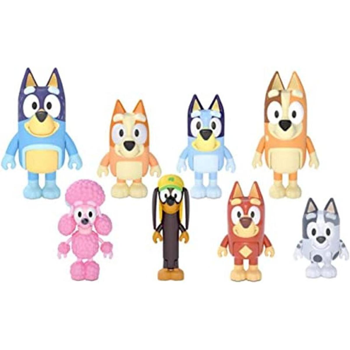 Bluey Paquete de 8 figuras de acción articuladas de 2.5