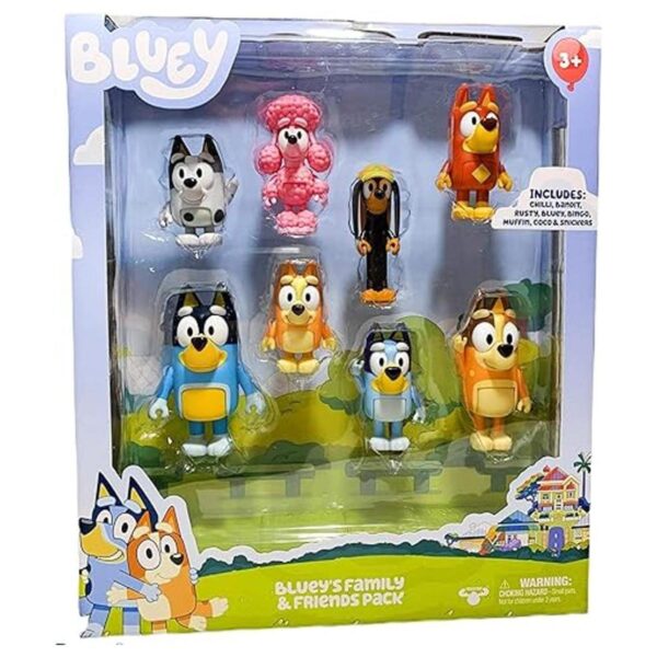 Bluey Paquete de 8 figuras de acción articuladas de 2.5_4