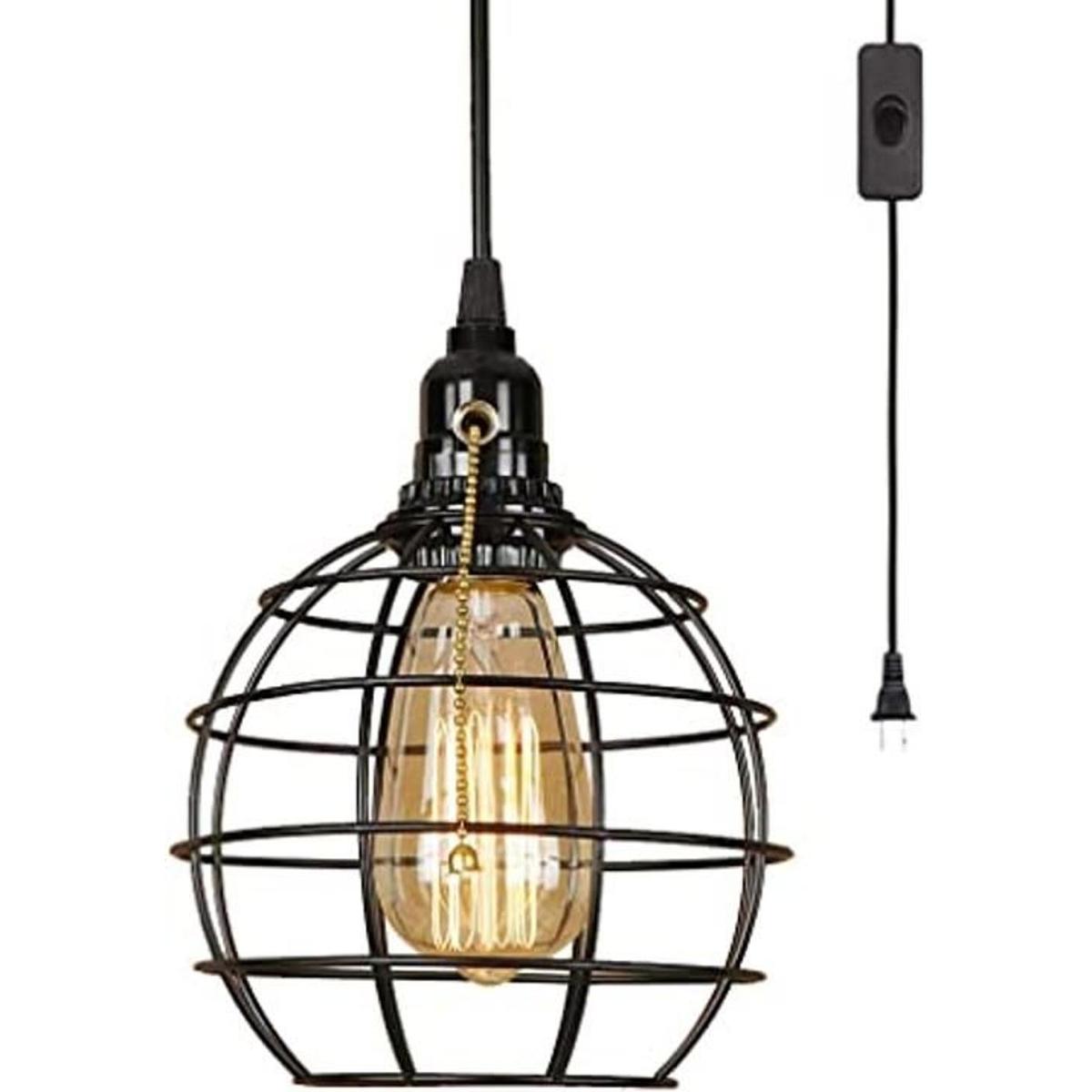 EFINEHOME 1 lámpara colgante de luz con enchufe de cable