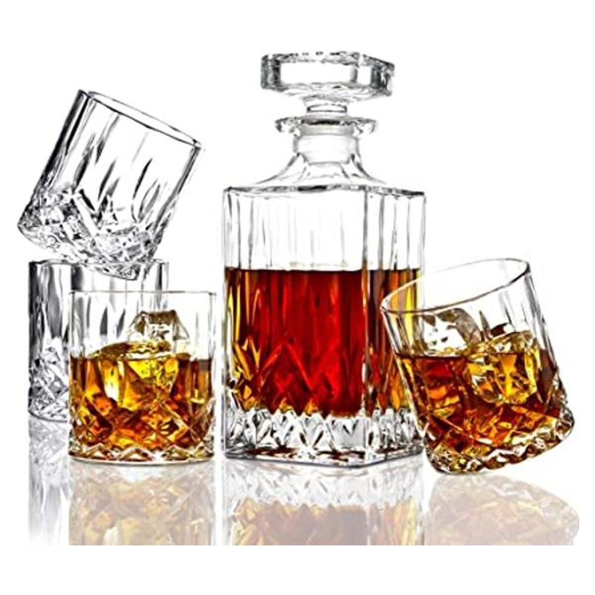 E LIDOMC Juego de 5 decantadores de whisky de cristal