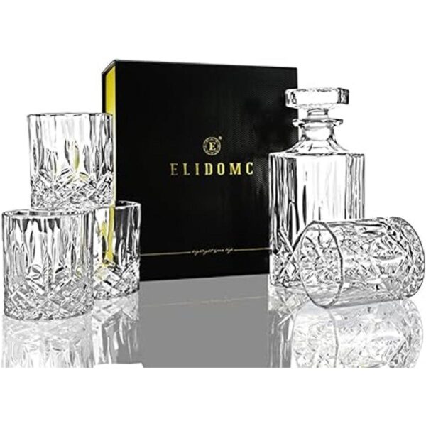 E LIDOMC Juego de 5 decantadores de whisky de cristal_3