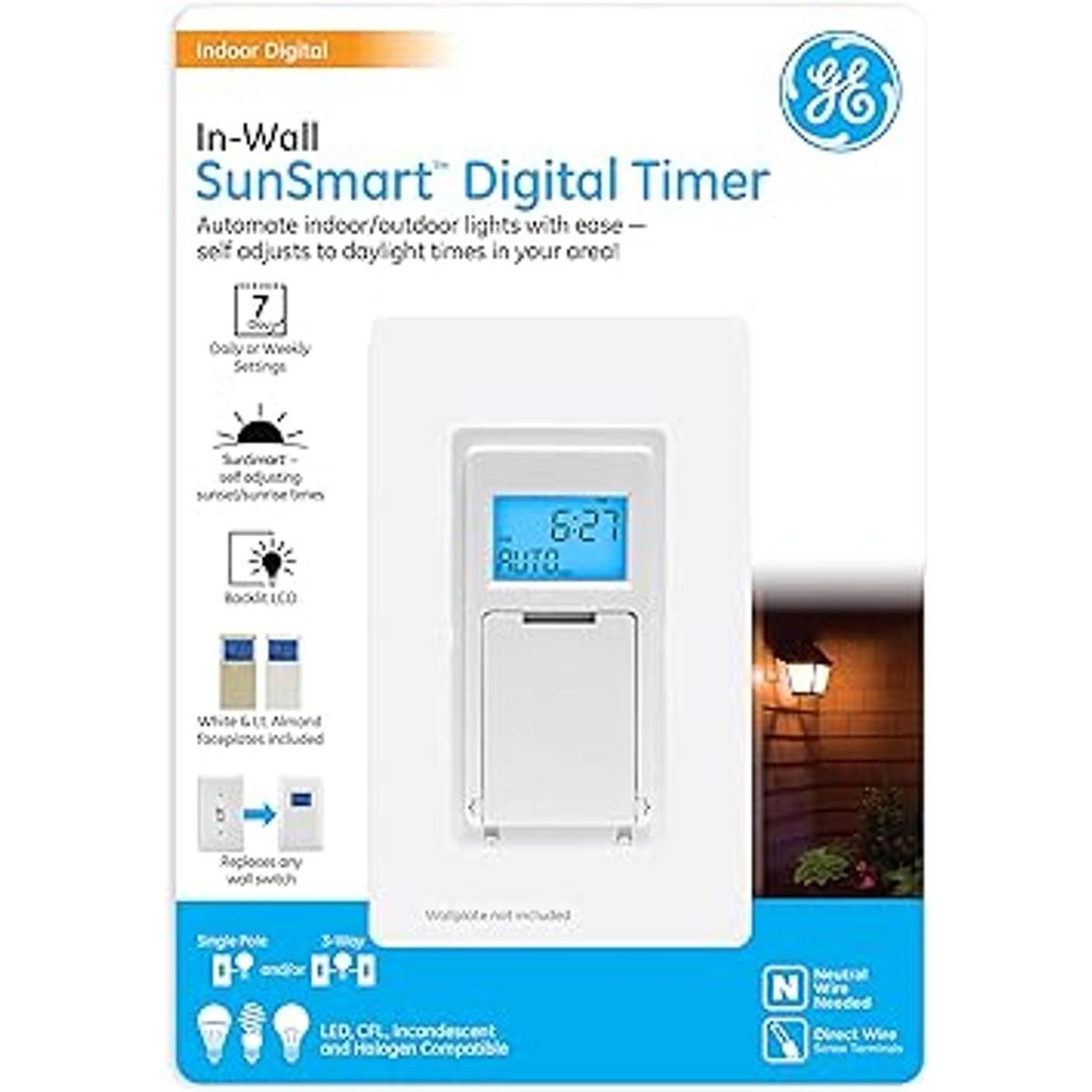GE SunSmart Temporizador digital en pared tiempos de