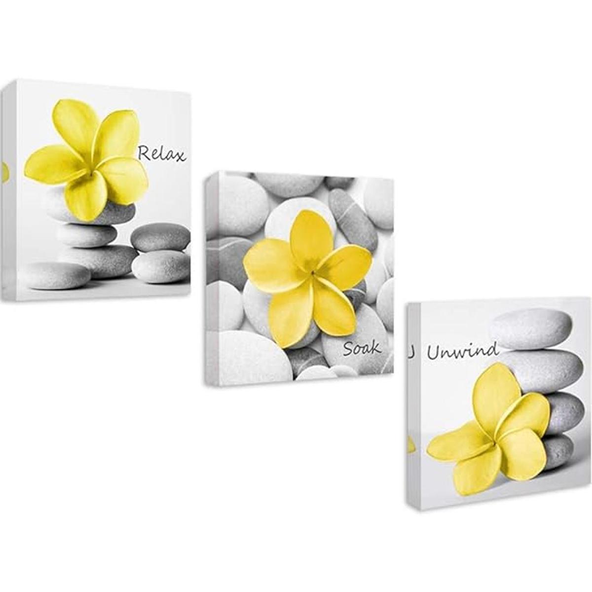 Genius DecorModern Arte de pared de baño amarillo y gris