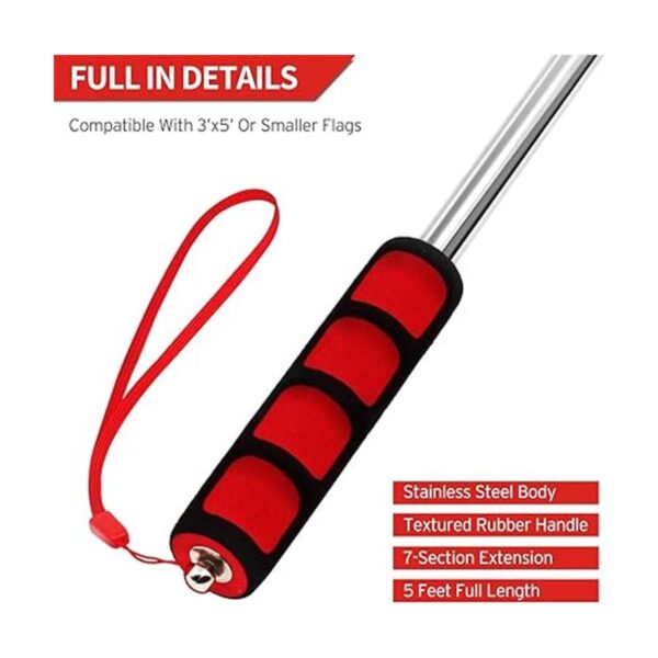 ANLEY Bastones de bandera telescópicos rojos de mano de 5_2