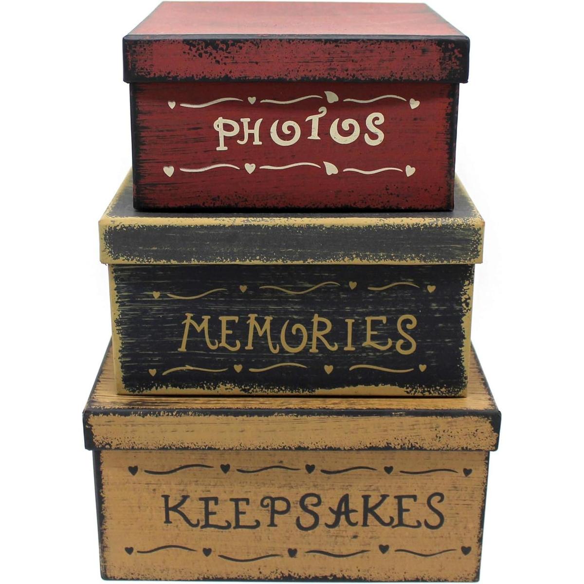 CVHOMEDECO. Primitive Cajas de cartón cuadradas vintage