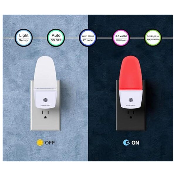 Lámpara de luz nocturna LED enchufable paquete de 4 con_3