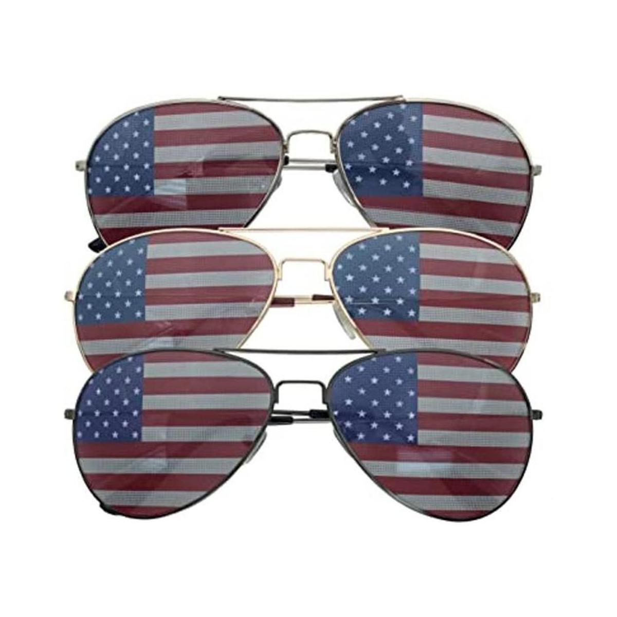 Paquete de 3 gafas de sol de aviador de la bandera
