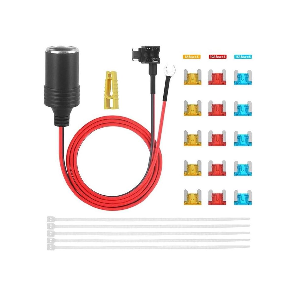Jtron Mechero de coche con fusible 1 juego de adaptador