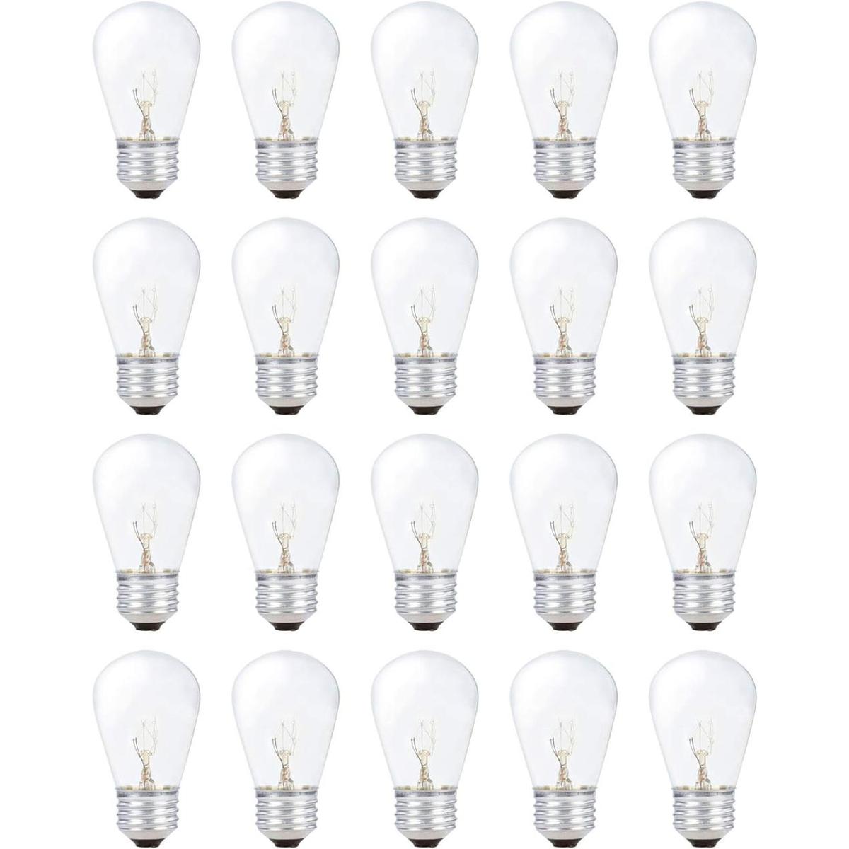 Incandescente S14 E26 11 W transparente 20 piezas