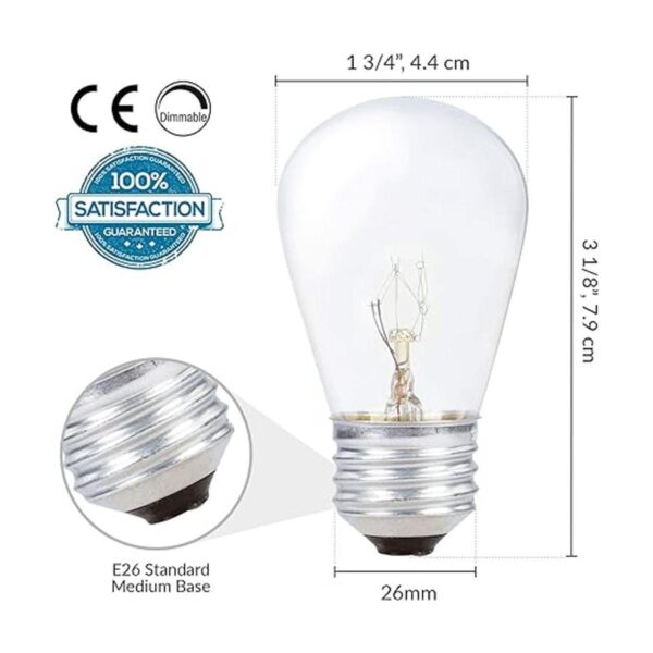 Incandescente S14 E26 11 W transparente 20 piezas_2