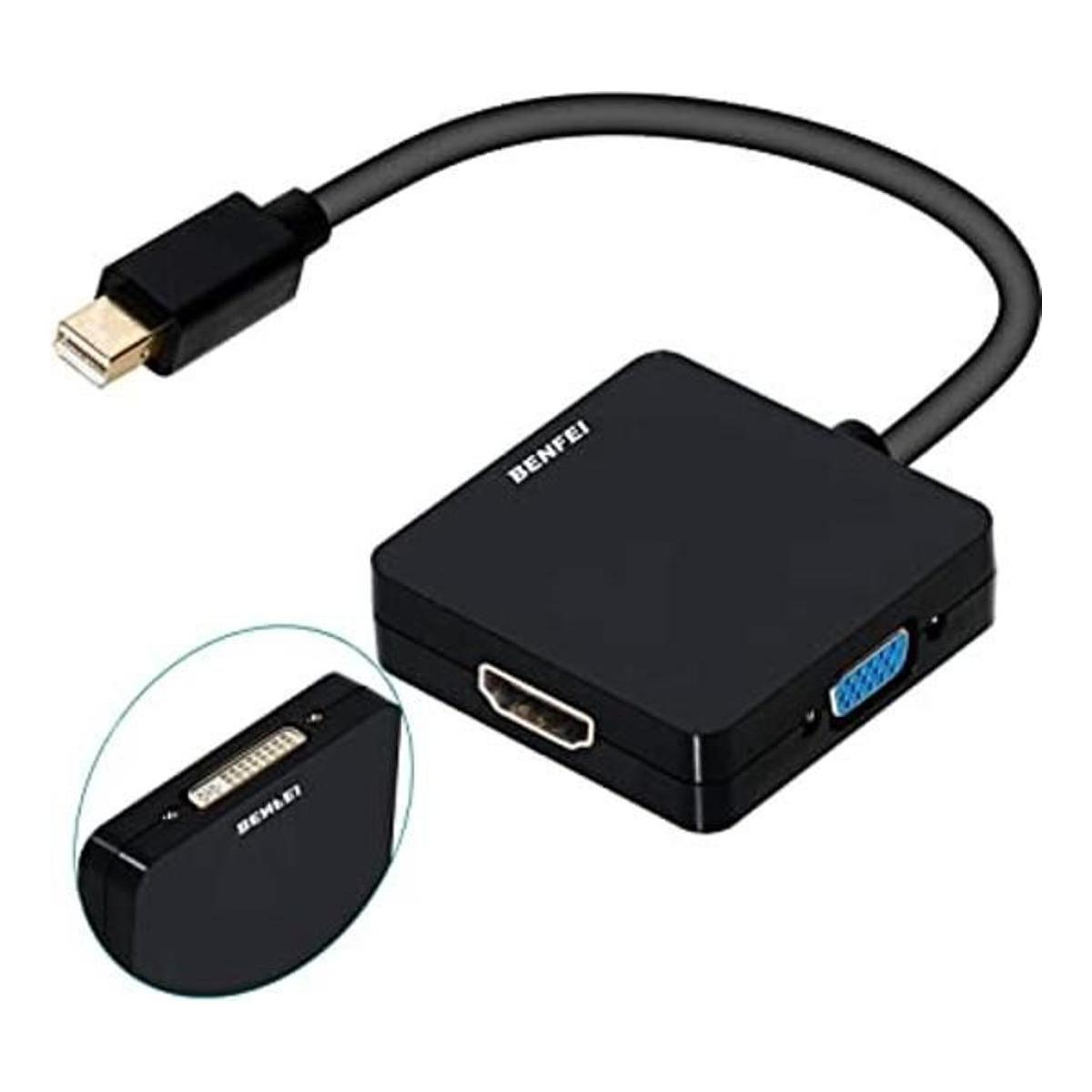 Benfei Adaptador mini DisplayPort a HDMI VGA DVI 4K 3 en