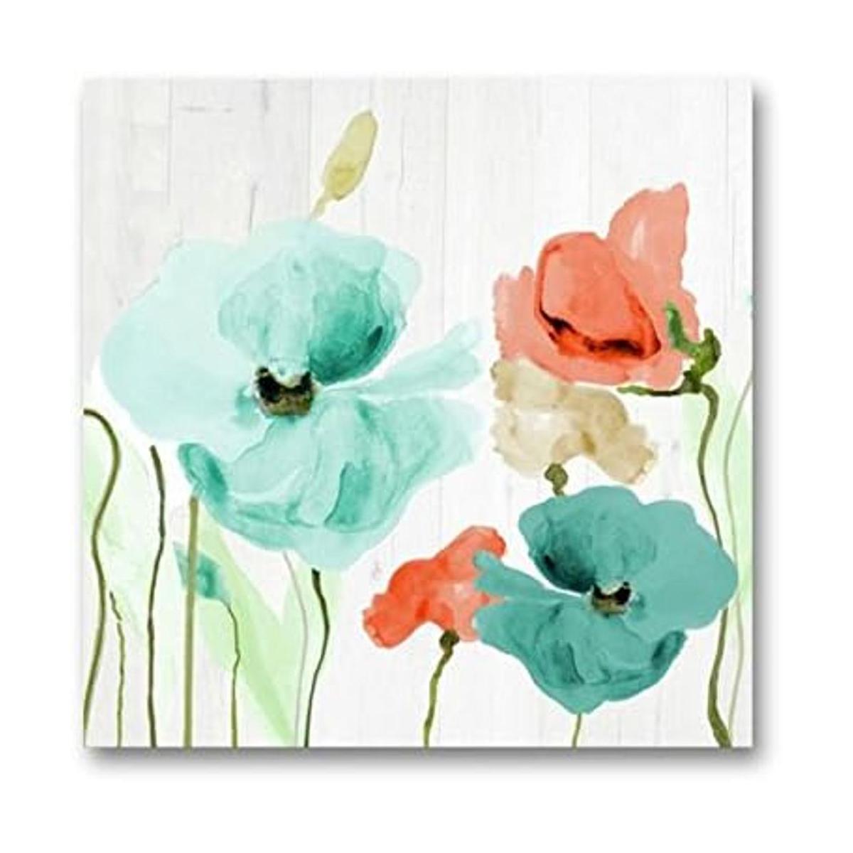 Genius Decor Lienzo decorativo de pared con flores de