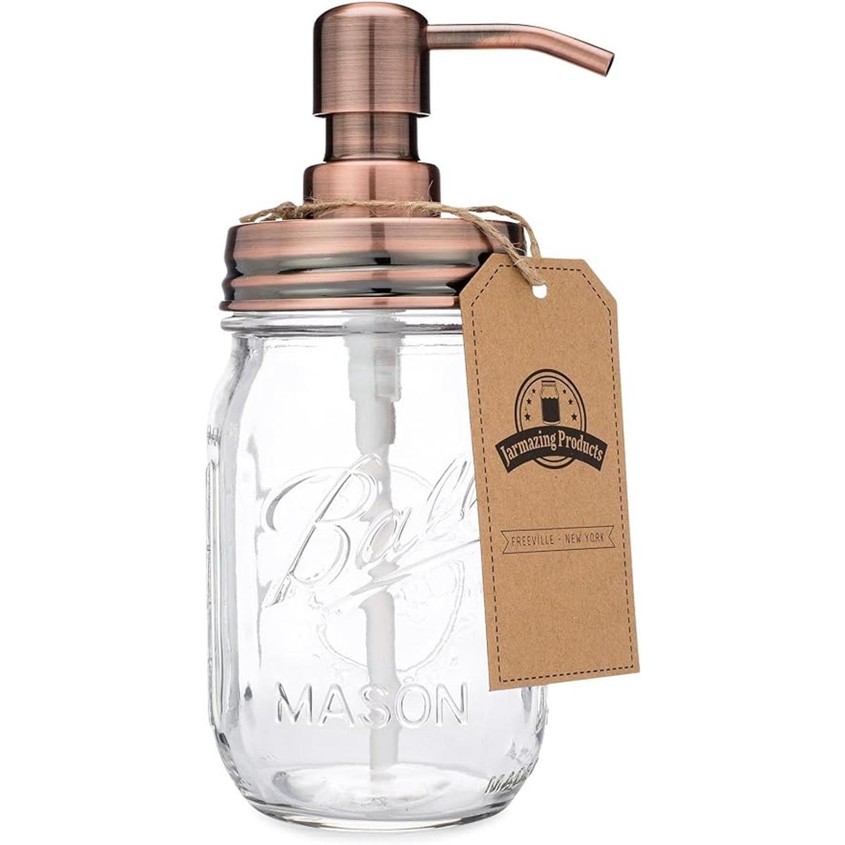 Jarmazing Products Dispensador de jabón Mason Cobre con